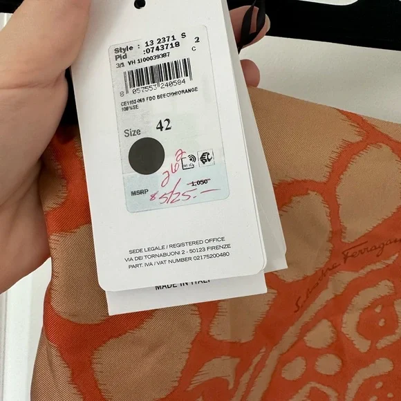 Salvatore Ferragamo Ruffle Orange Leopard Silk Midi Skirt - size 42 (M) - Picture 5 of 6